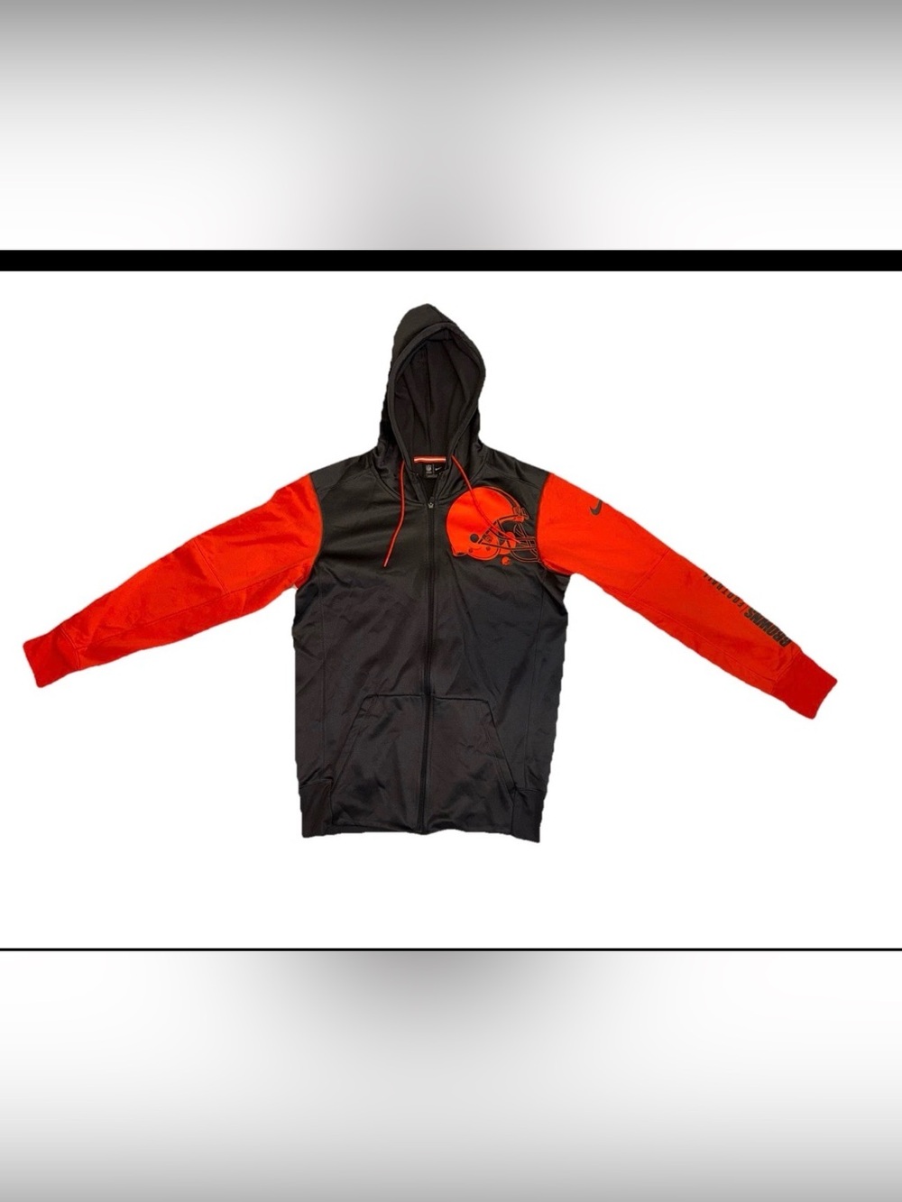 Nike Cleveland Browns NFL Football Full Zip Hoodie Black/Orange